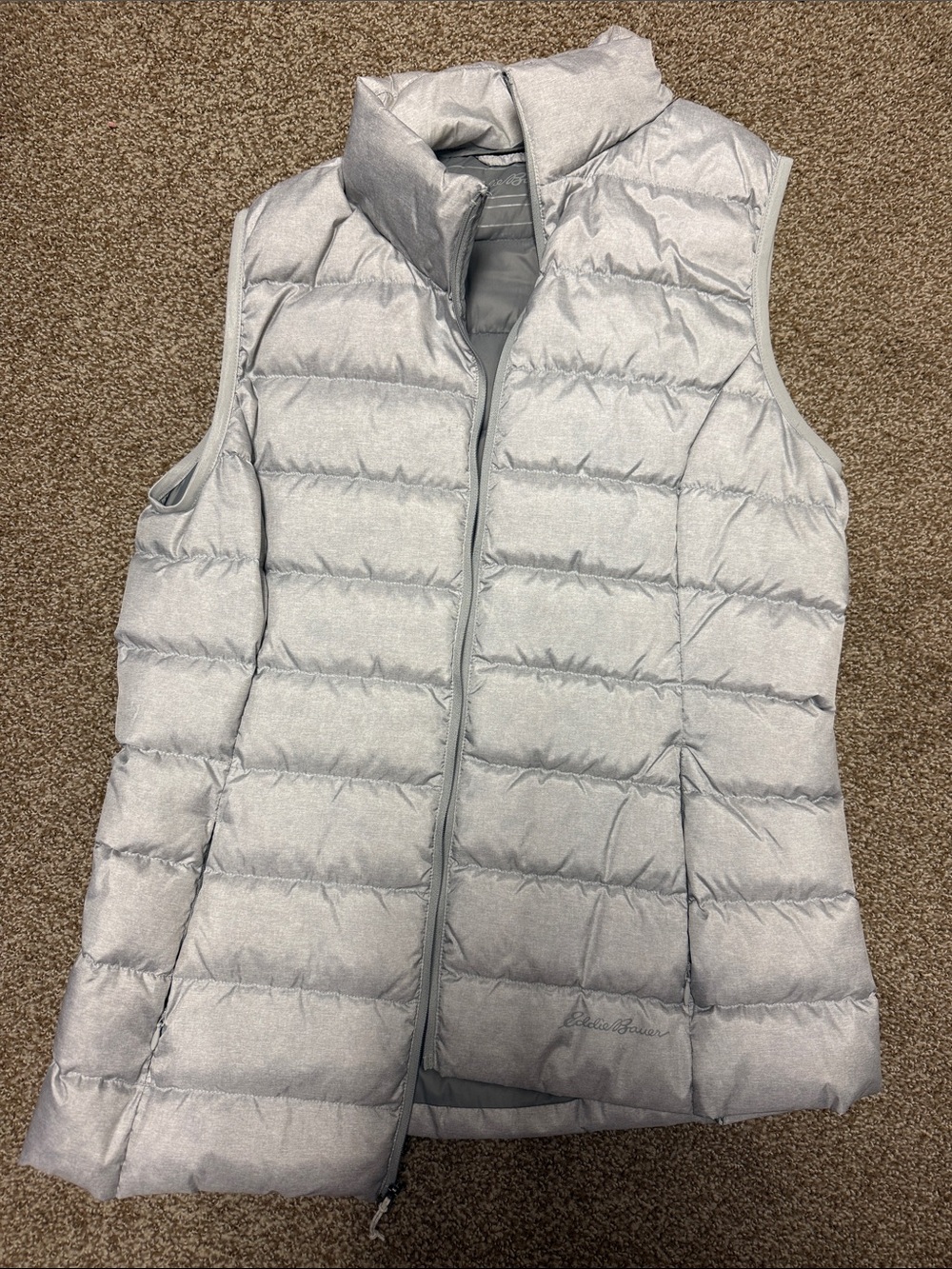 Eddie Bauer Silver Quilted Packable Puffer Vest - Women